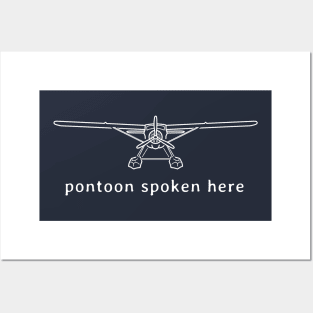 Floatplane line drawing "pontoon spoken here" white Posters and Art